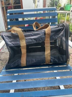 Soft-Sided Gray and Tan Cat Carrier with Mesh Ventilation